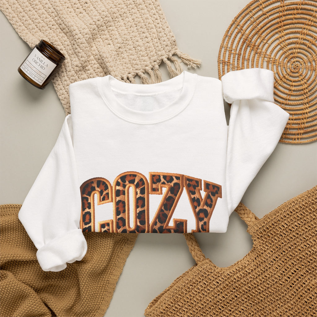 Cozy Season Leopard Print Crewneck Sweatshirt