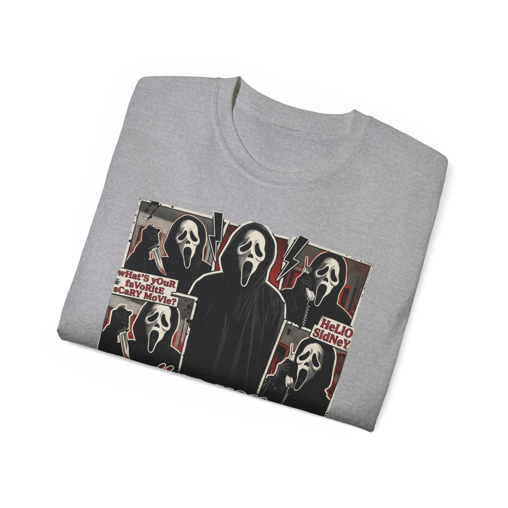 Scream Movie Graphic Tee — “no you hang up first” Horror Fan T-Shirt