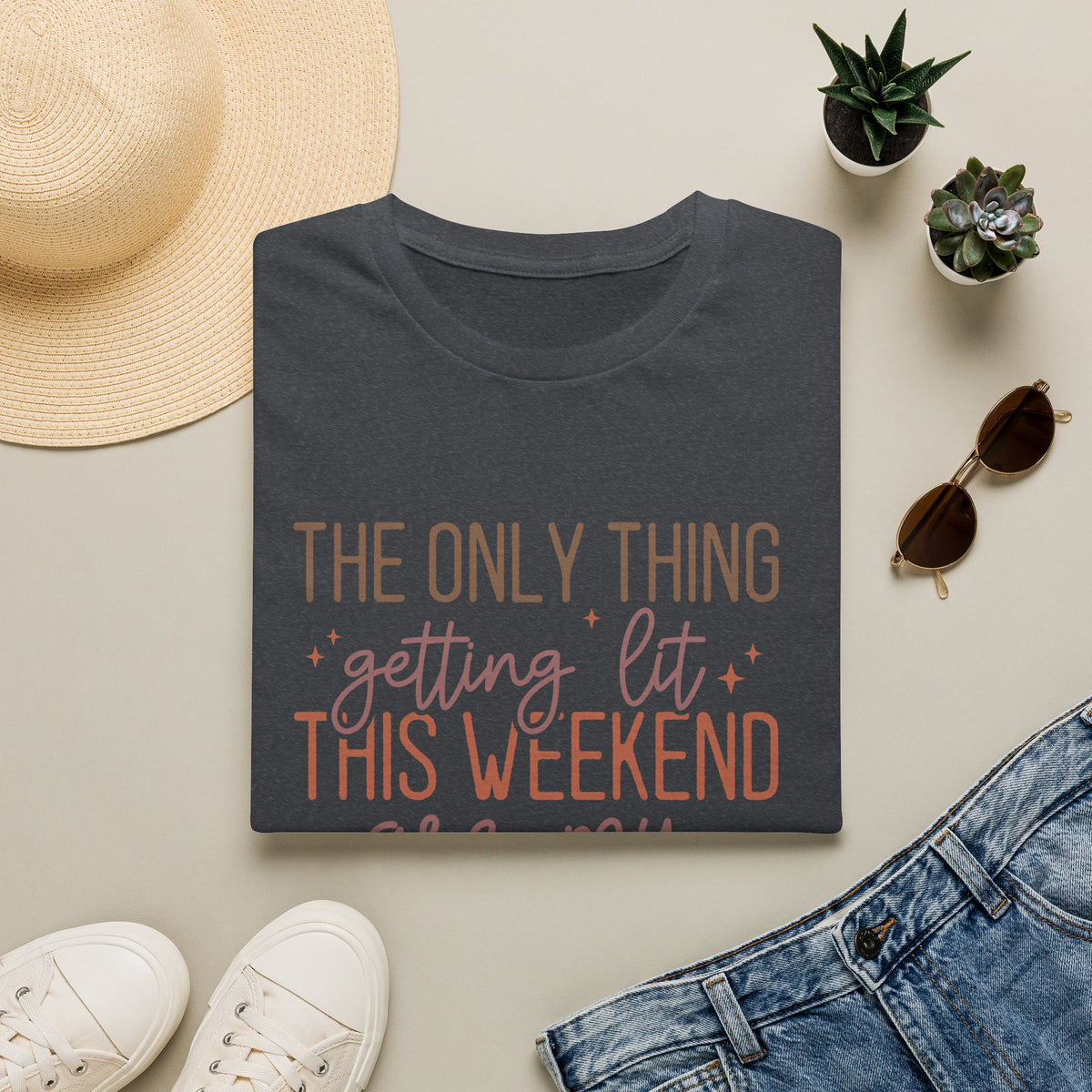 T-Shirt — “The Only Thing Getting Lit This Weekend Are My Fall Candles” Cozy Fall Graphic Tee