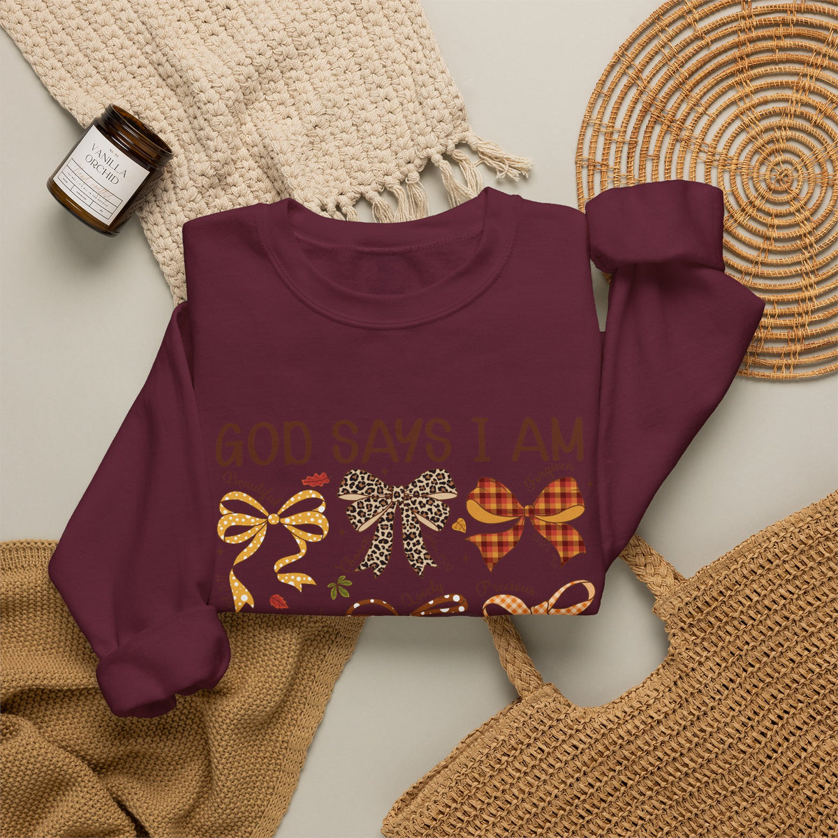 God Says I Am - Bow Pattern Sweatshirt
