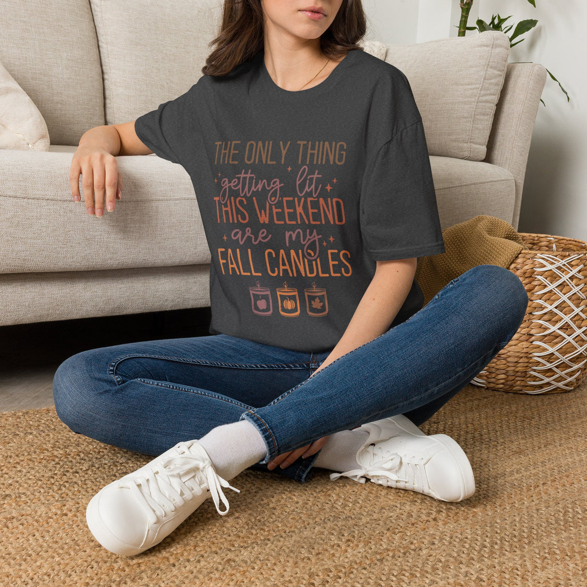 T-Shirt — “The Only Thing Getting Lit This Weekend Are My Fall Candles” Cozy Fall Graphic Tee