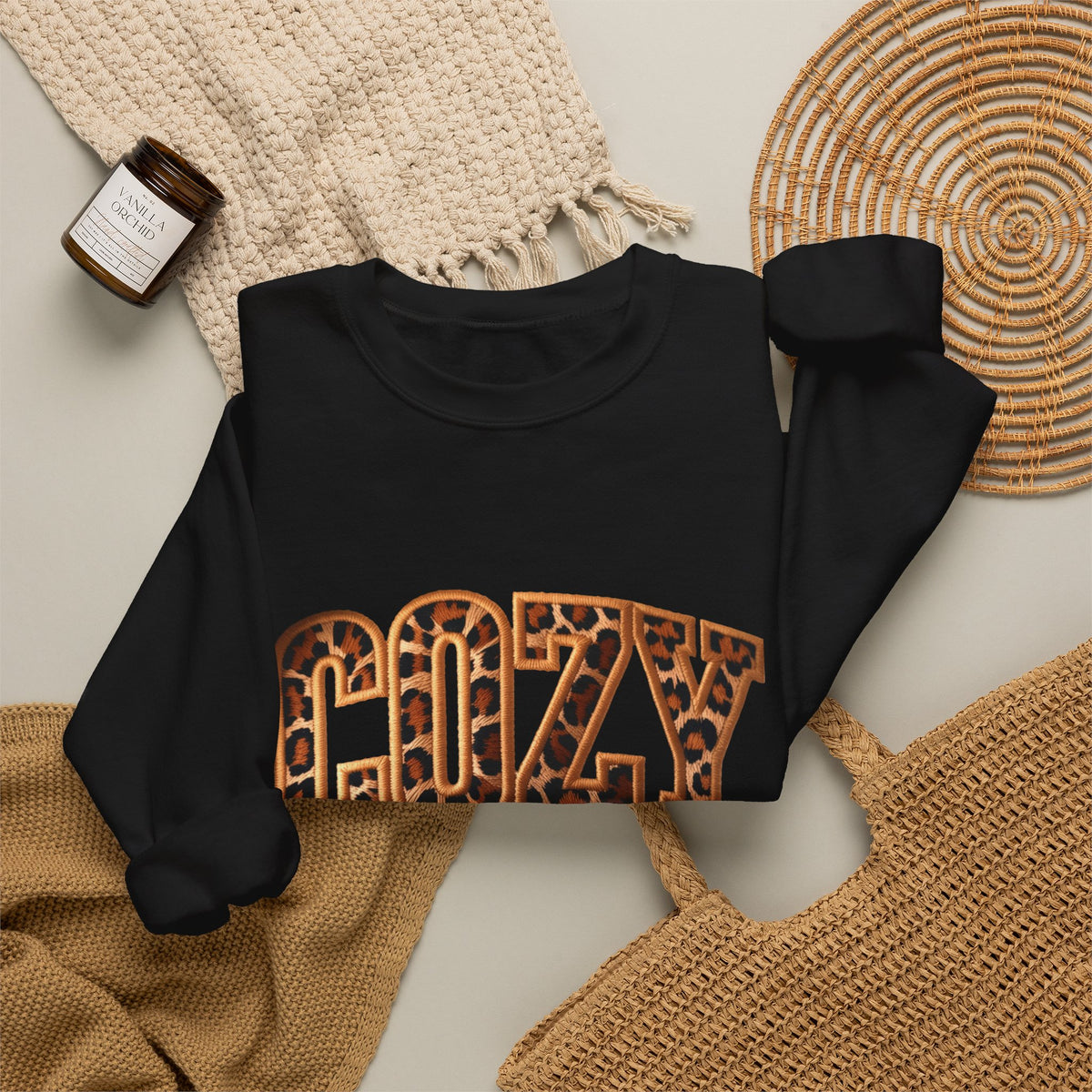Cozy Season Leopard Print Crewneck Sweatshirt
