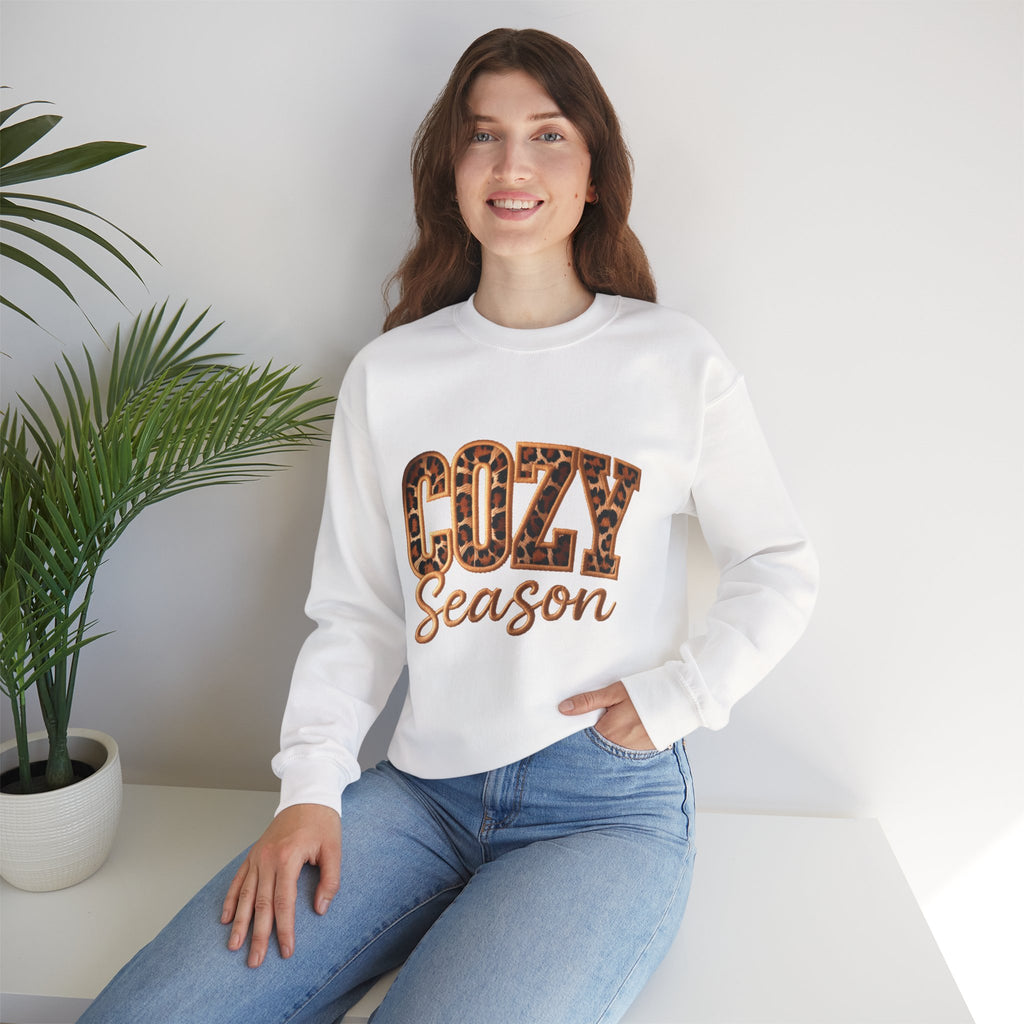 Cozy Season Leopard Print Crewneck Sweatshirt
