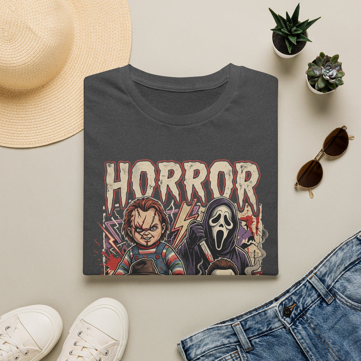 Horror Icons T‑Shirt — Retro Slasher Movie Mashup Tee