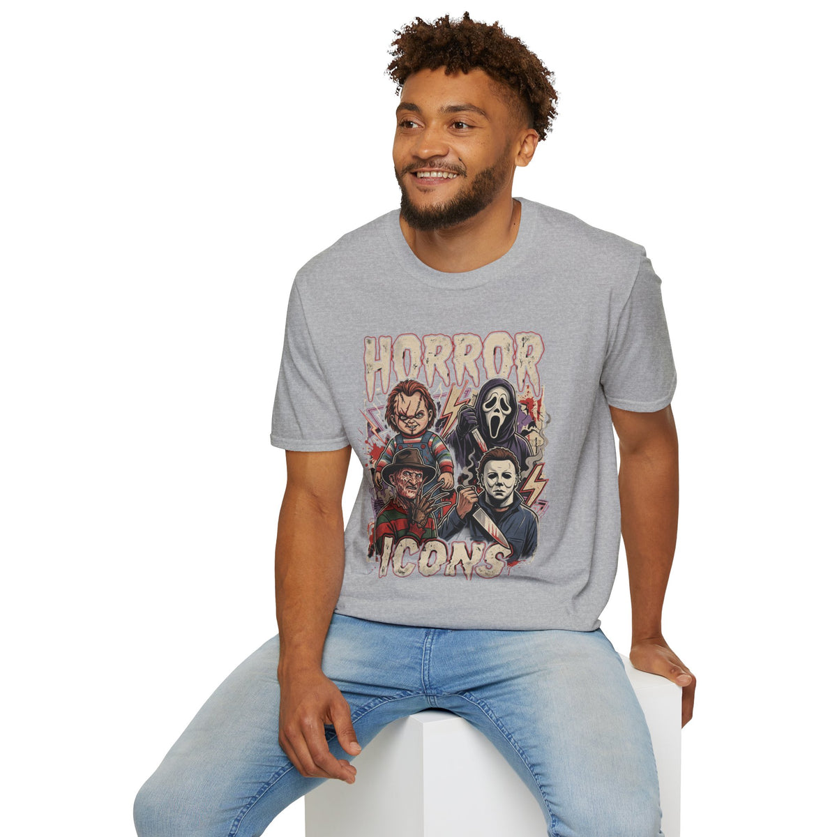 Horror Icons T‑Shirt — Retro Slasher Movie Mashup Tee