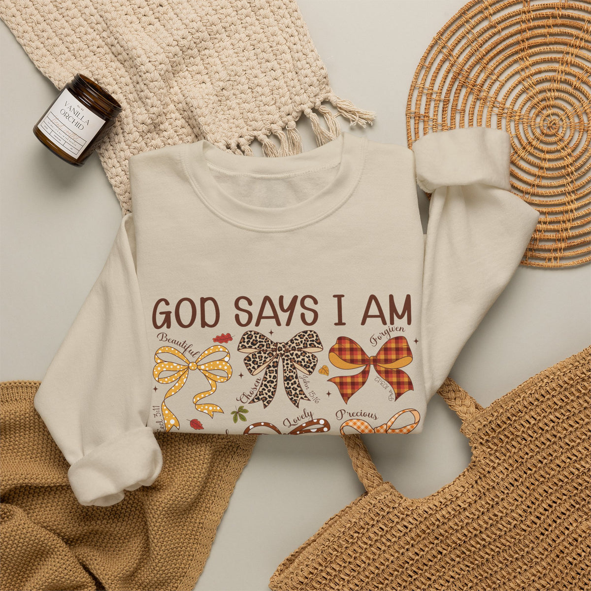 God Says I Am - Bow Pattern Sweatshirt