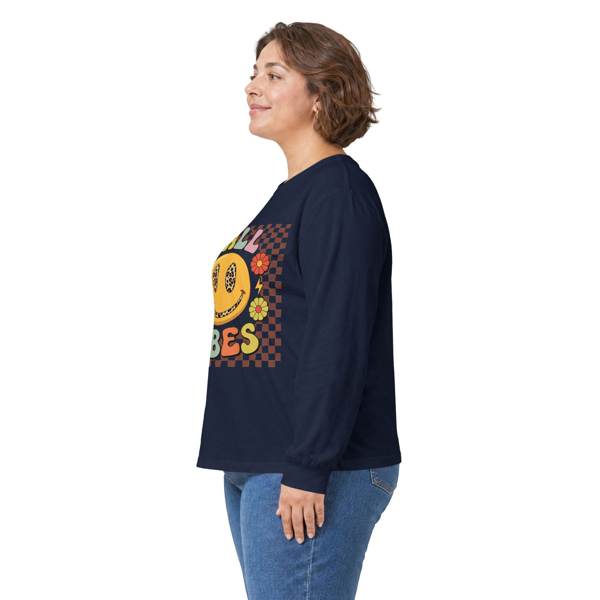 Happy Fall Vibes Smiley Long Sleeve Tee