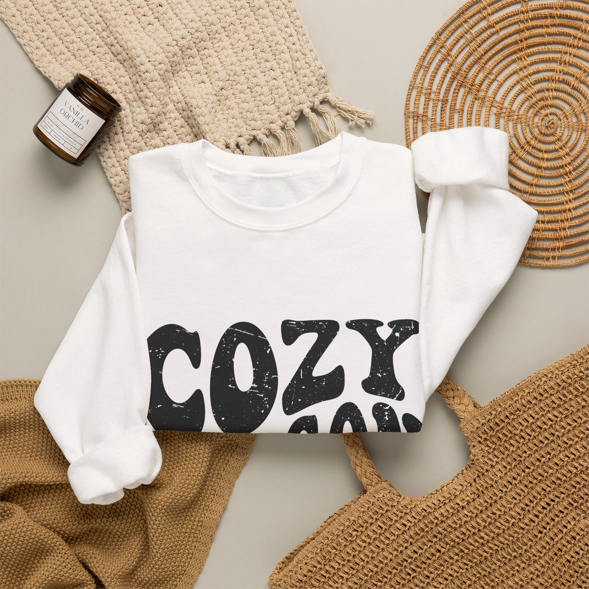 Cozy Season Crewneck Sweatshirt — "Cozy Season" Retro Graphic Pullover