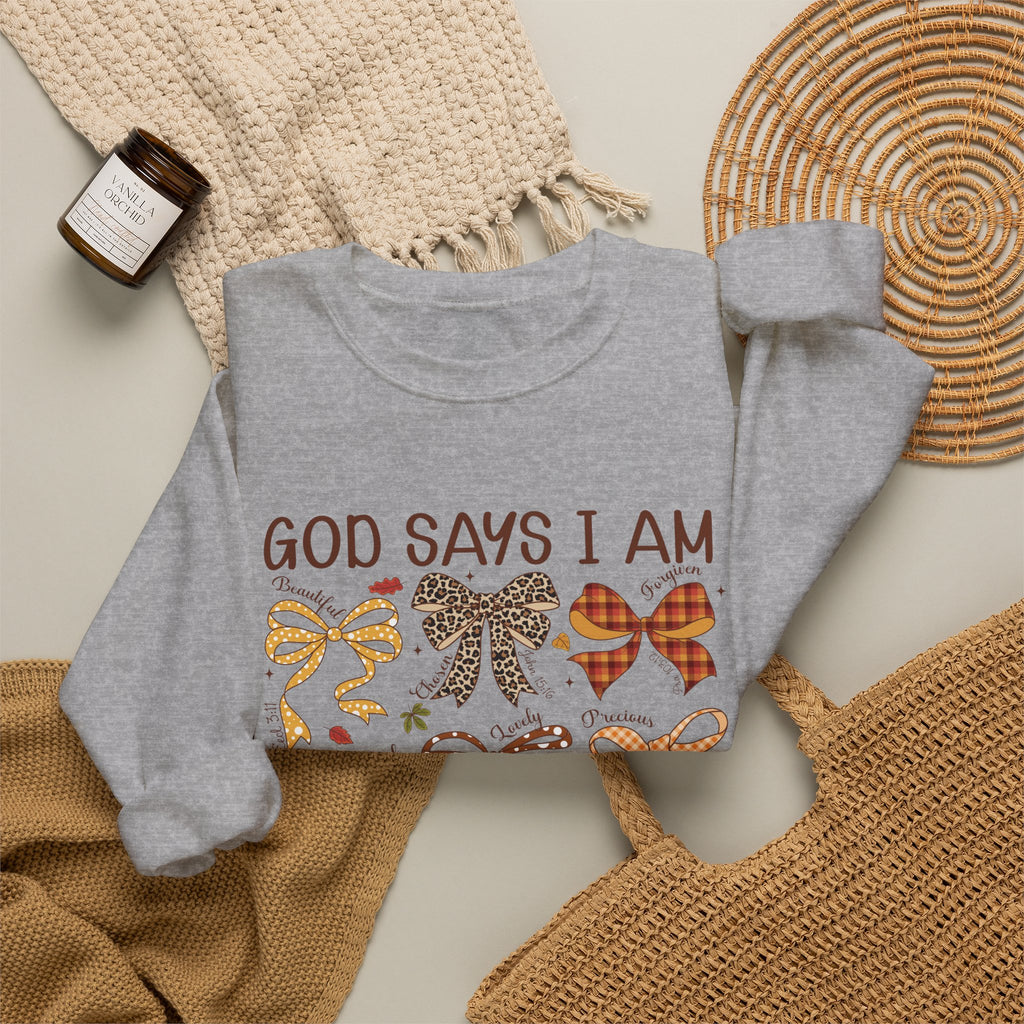 God Says I Am - Bow Pattern Sweatshirt