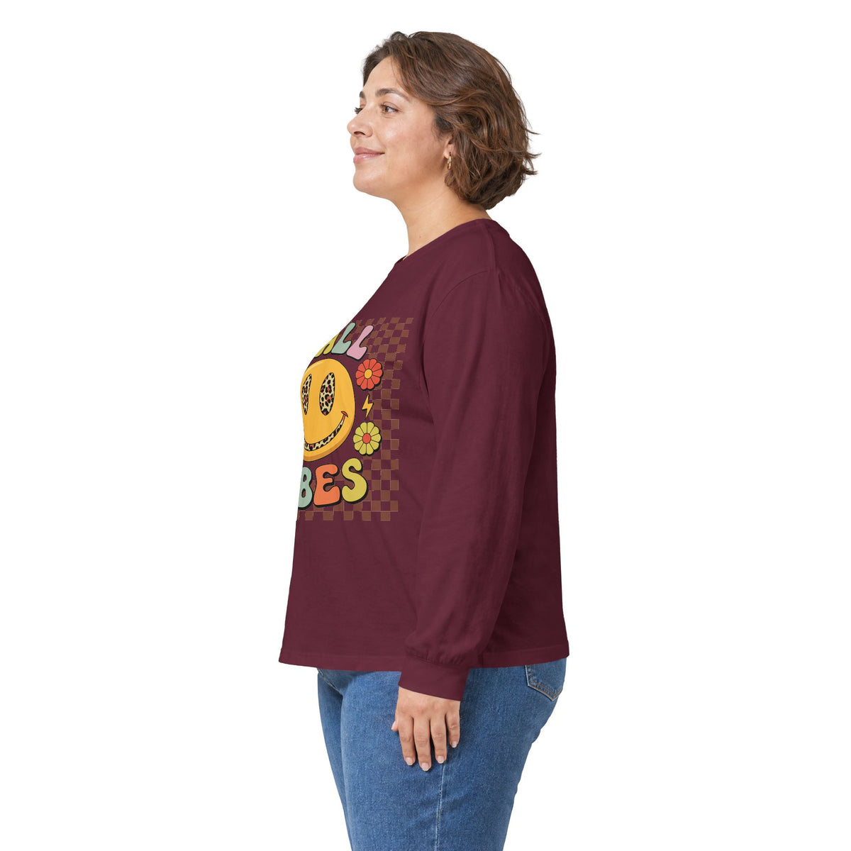 Happy Fall Vibes Smiley Long Sleeve Tee