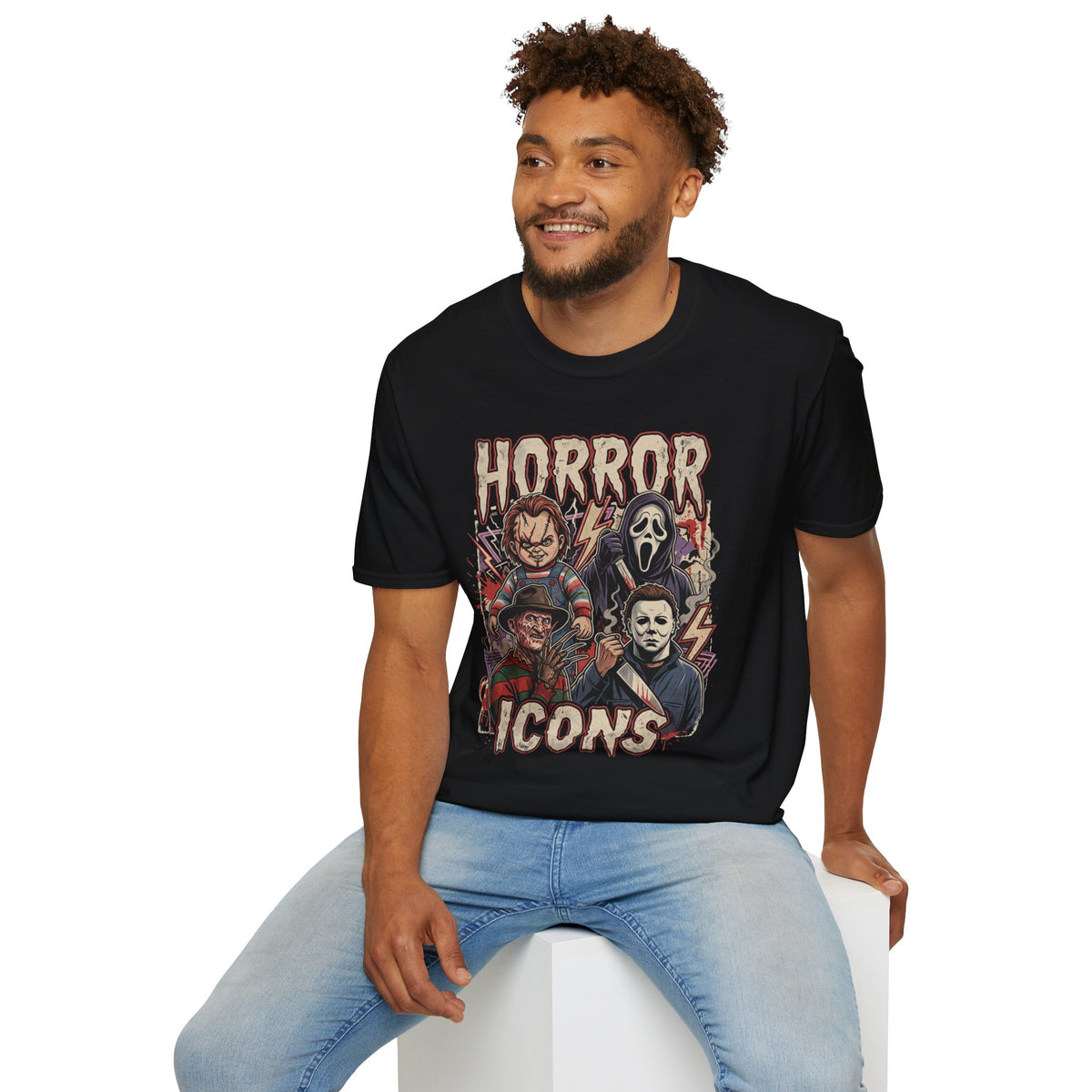 Horror Icons T‑Shirt — Retro Slasher Movie Mashup Tee