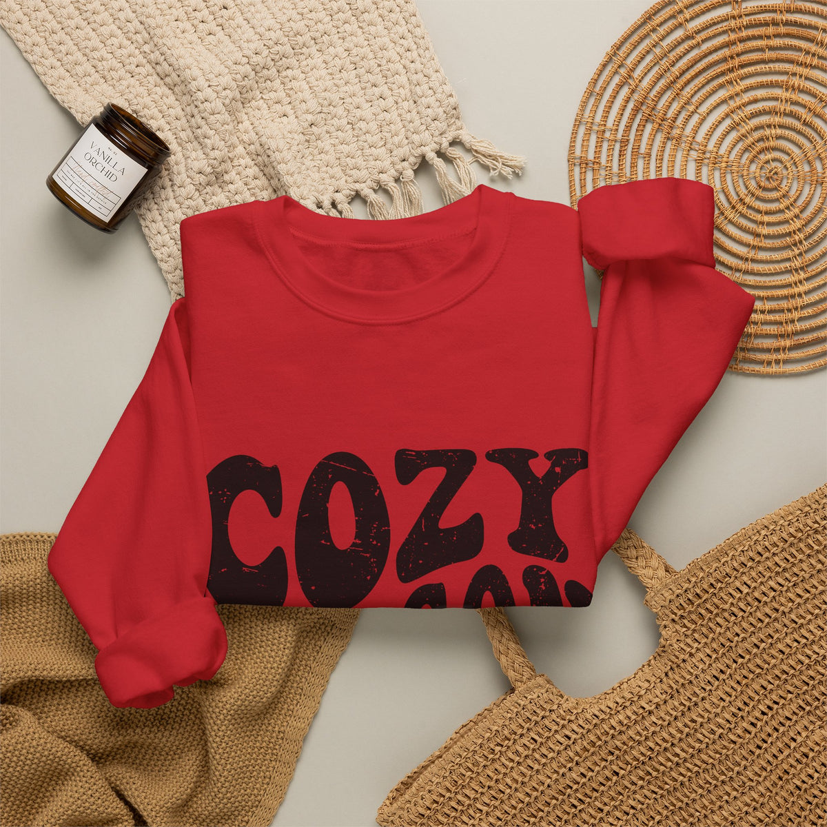 Cozy Season Crewneck Sweatshirt — "Cozy Season" Retro Graphic Pullover