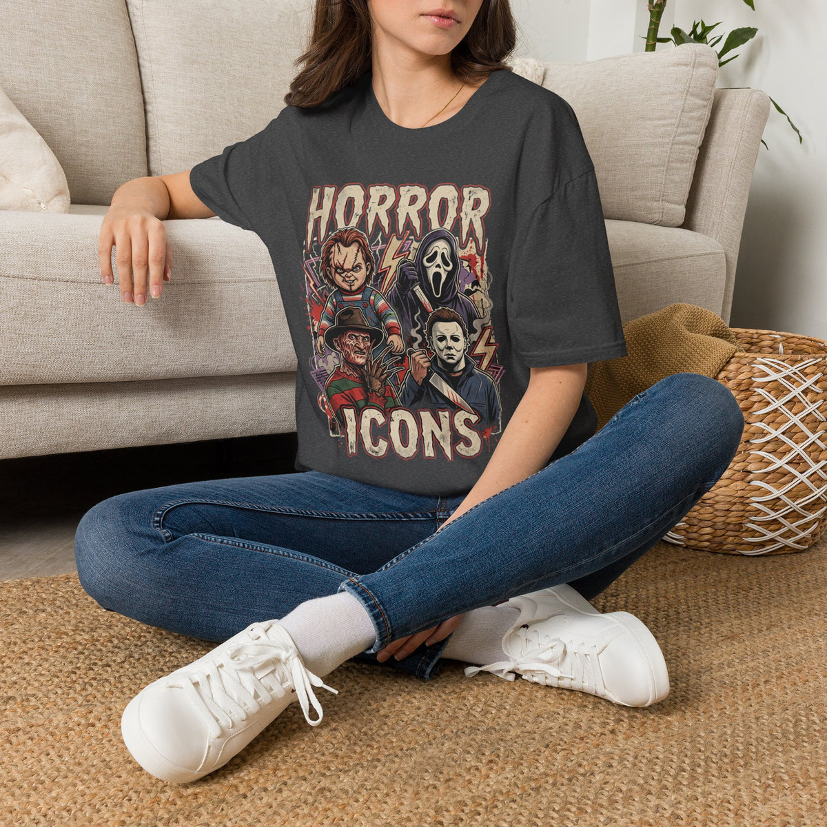 Horror Icons T‑Shirt — Retro Slasher Movie Mashup Tee