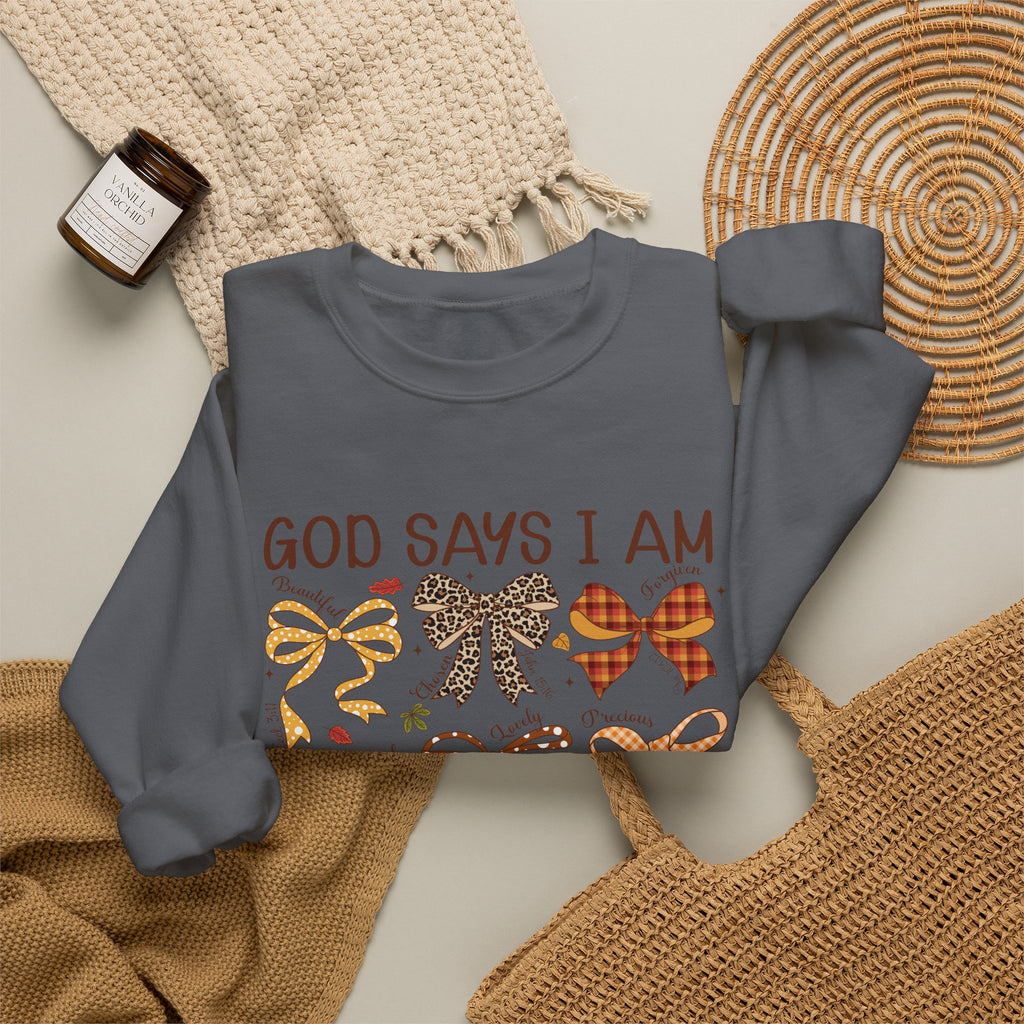 God Says I Am - Bow Pattern Sweatshirt