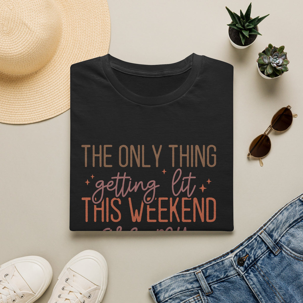 T-Shirt — “The Only Thing Getting Lit This Weekend Are My Fall Candles” Cozy Fall Graphic Tee