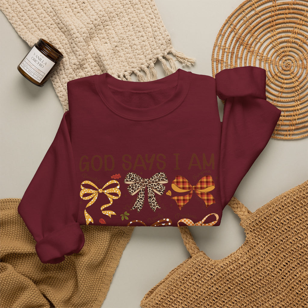 God Says I Am - Bow Pattern Sweatshirt