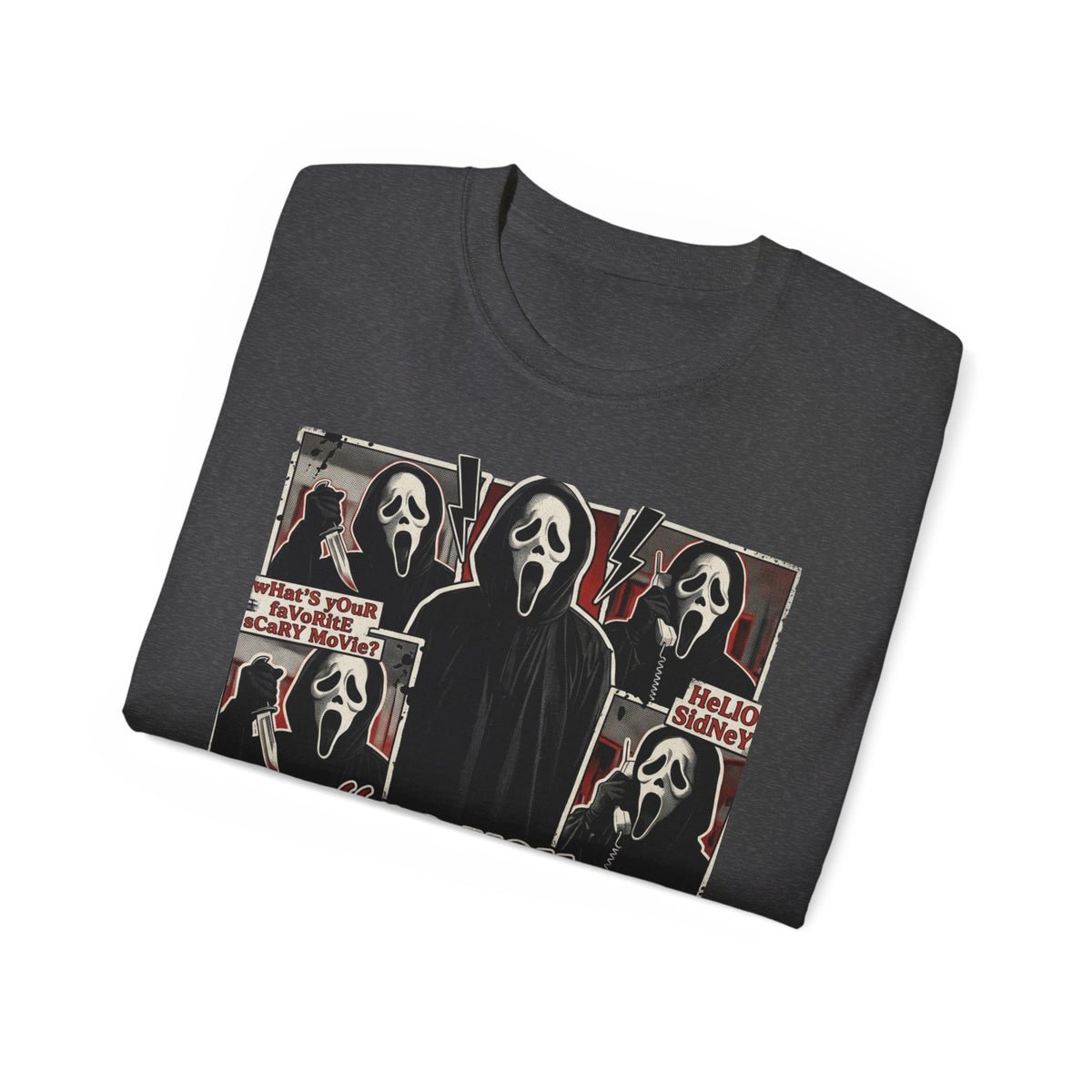 Scream Movie Graphic Tee — “no you hang up first” Horror Fan T-Shirt