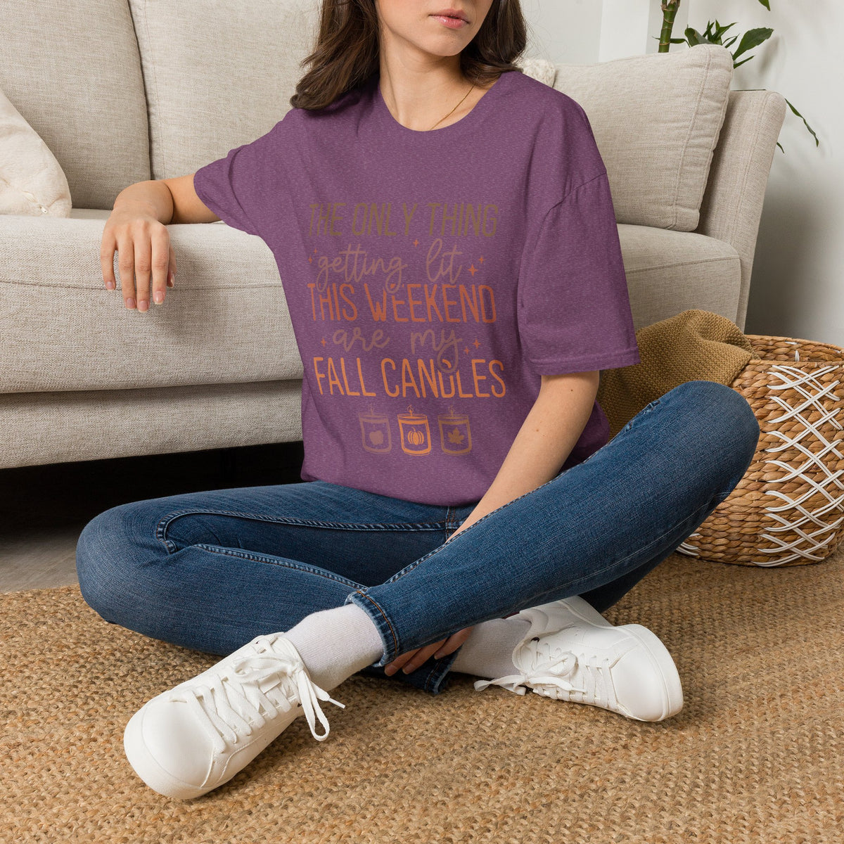 T-Shirt — “The Only Thing Getting Lit This Weekend Are My Fall Candles” Cozy Fall Graphic Tee