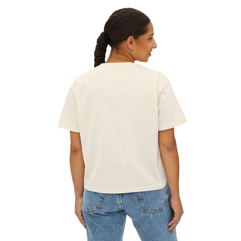 Fall Goose Boxy Tee — Cute Pumpkin Latte Graphic Women's Shirt