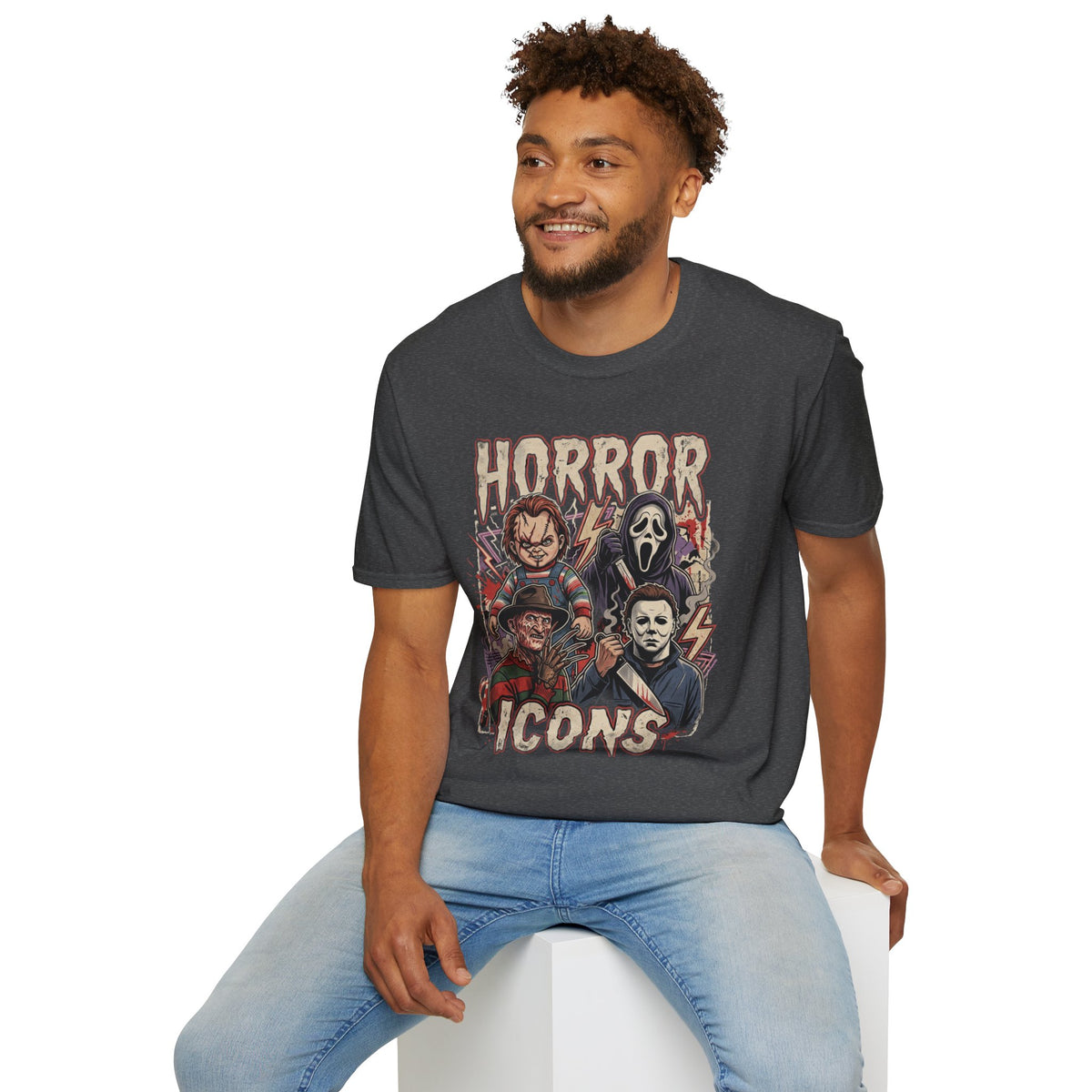 Horror Icons T‑Shirt — Retro Slasher Movie Mashup Tee