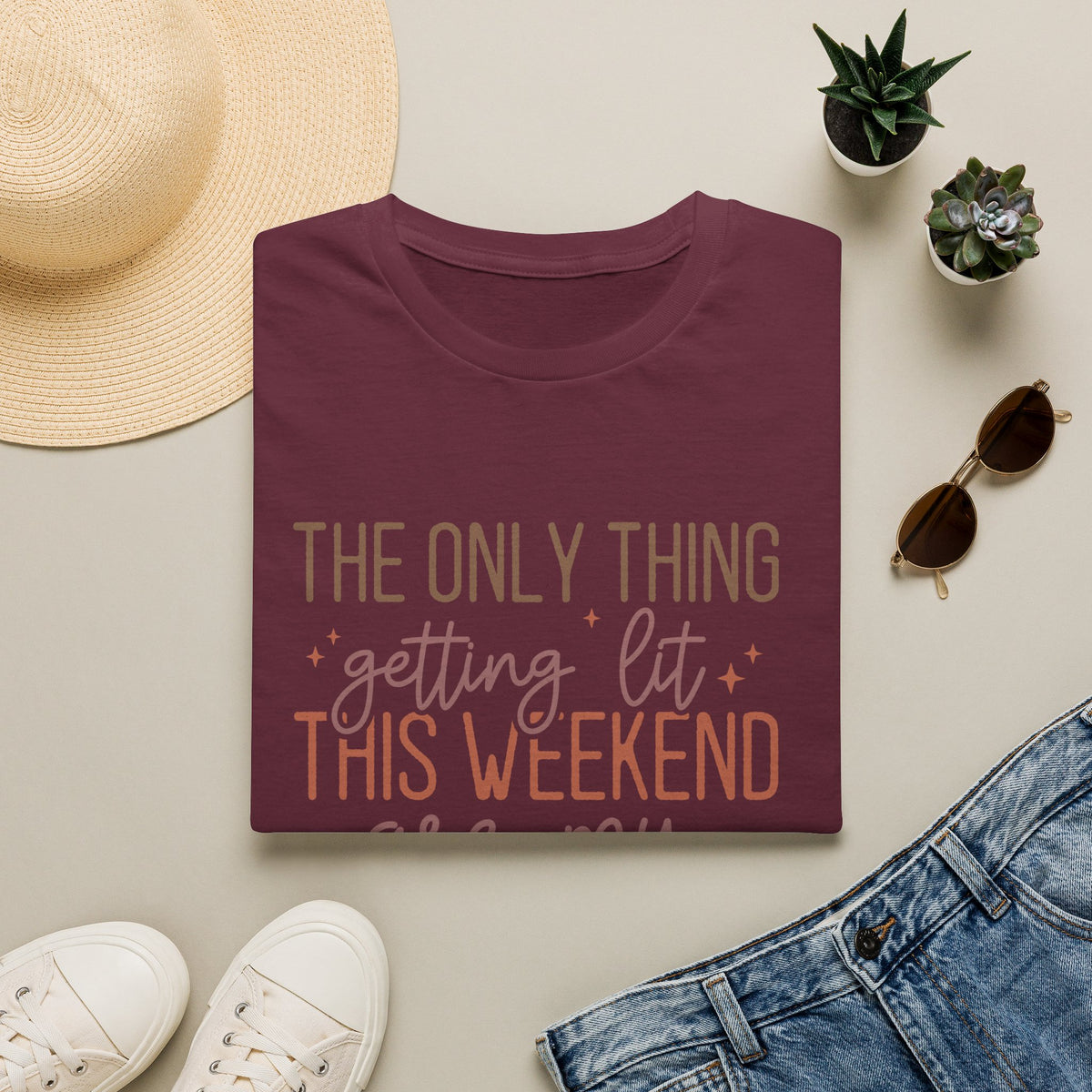 T-Shirt — “The Only Thing Getting Lit This Weekend Are My Fall Candles” Cozy Fall Graphic Tee