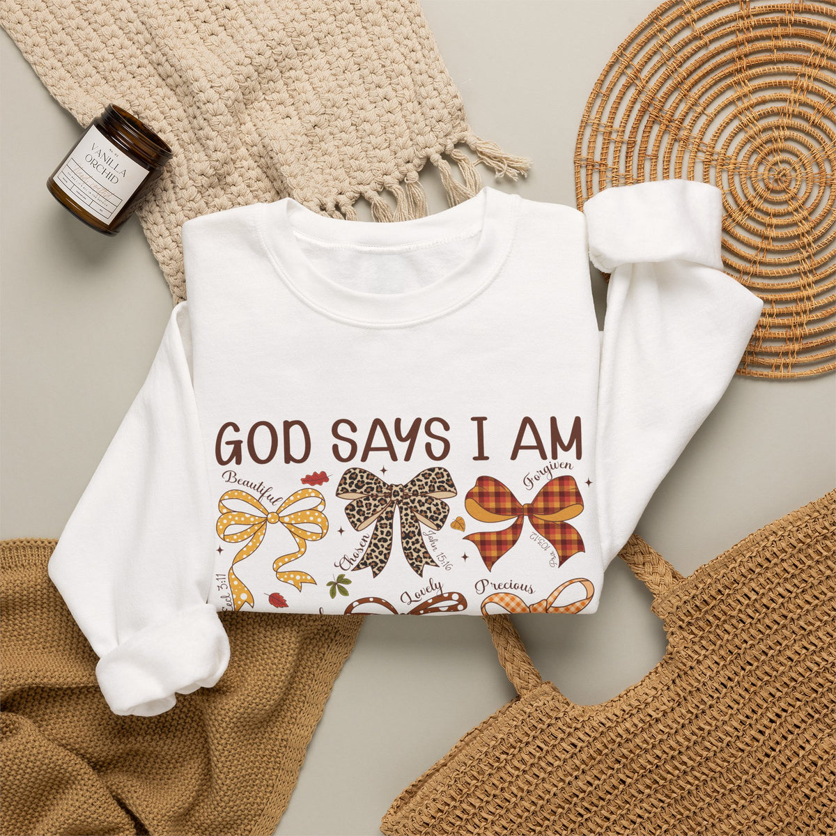 God Says I Am - Bow Pattern Sweatshirt