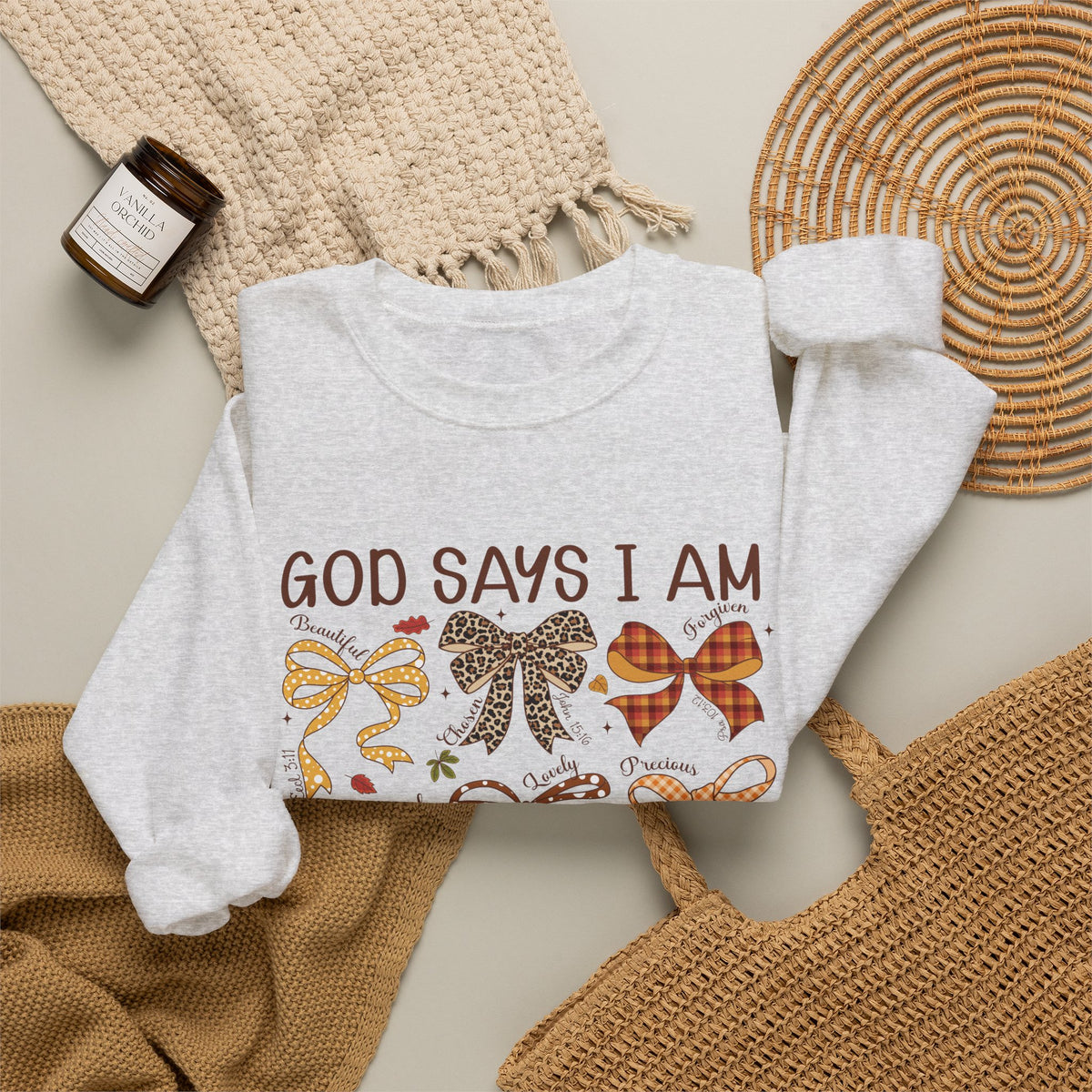 God Says I Am - Bow Pattern Sweatshirt