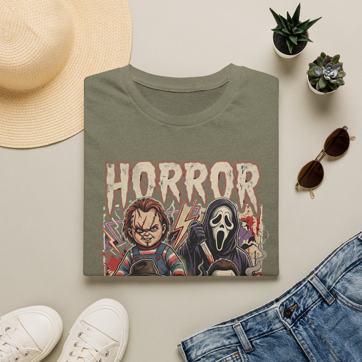 Horror Icons T‑Shirt — Retro Slasher Movie Mashup Tee