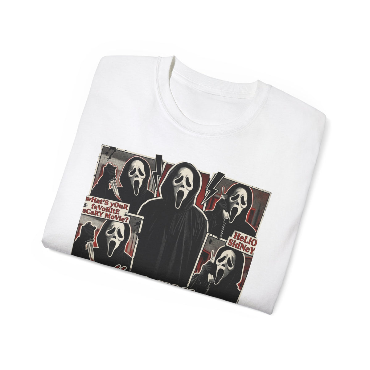 Scream Movie Graphic Tee — “no you hang up first” Horror Fan T-Shirt