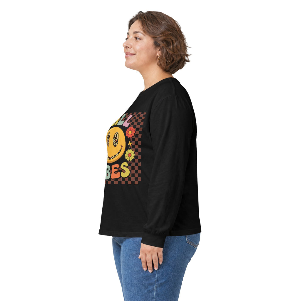 Happy Fall Vibes Smiley Long Sleeve Tee