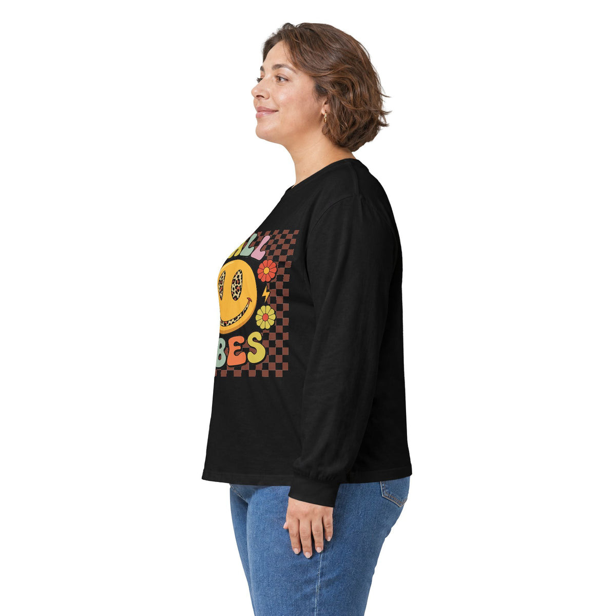Happy Fall Vibes Smiley Long Sleeve Tee
