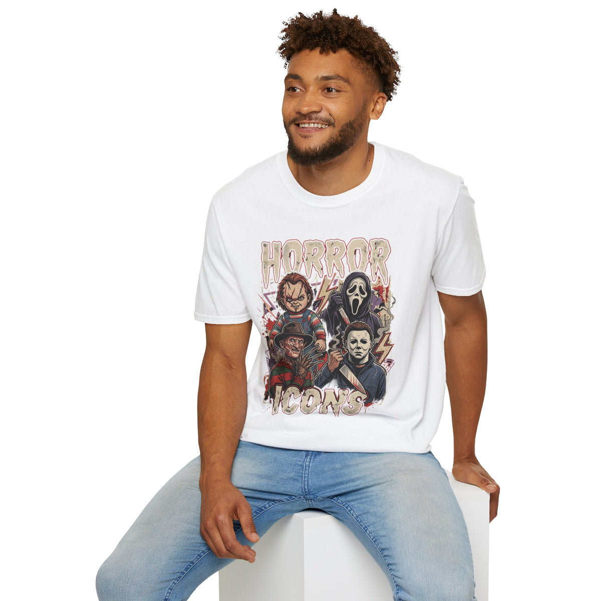 Horror Icons T‑Shirt — Retro Slasher Movie Mashup Tee