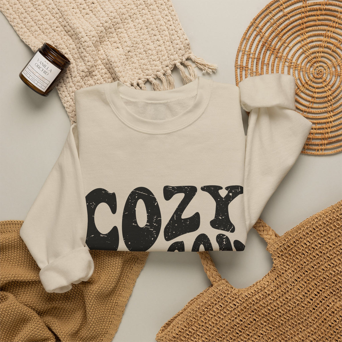 Cozy Season Crewneck Sweatshirt — "Cozy Season" Retro Graphic Pullover