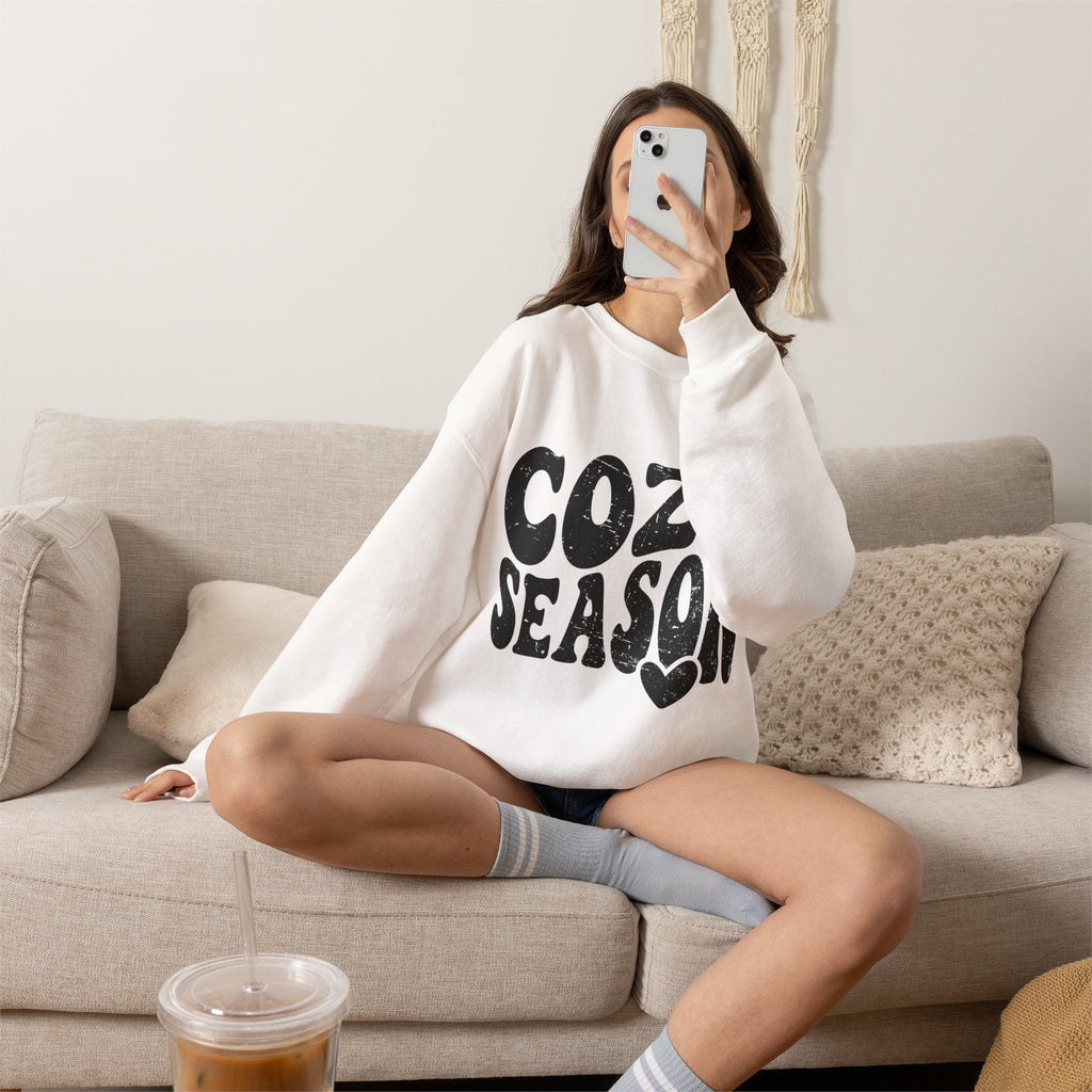 Cozy Season Crewneck Sweatshirt — "Cozy Season" Retro Graphic Pullover