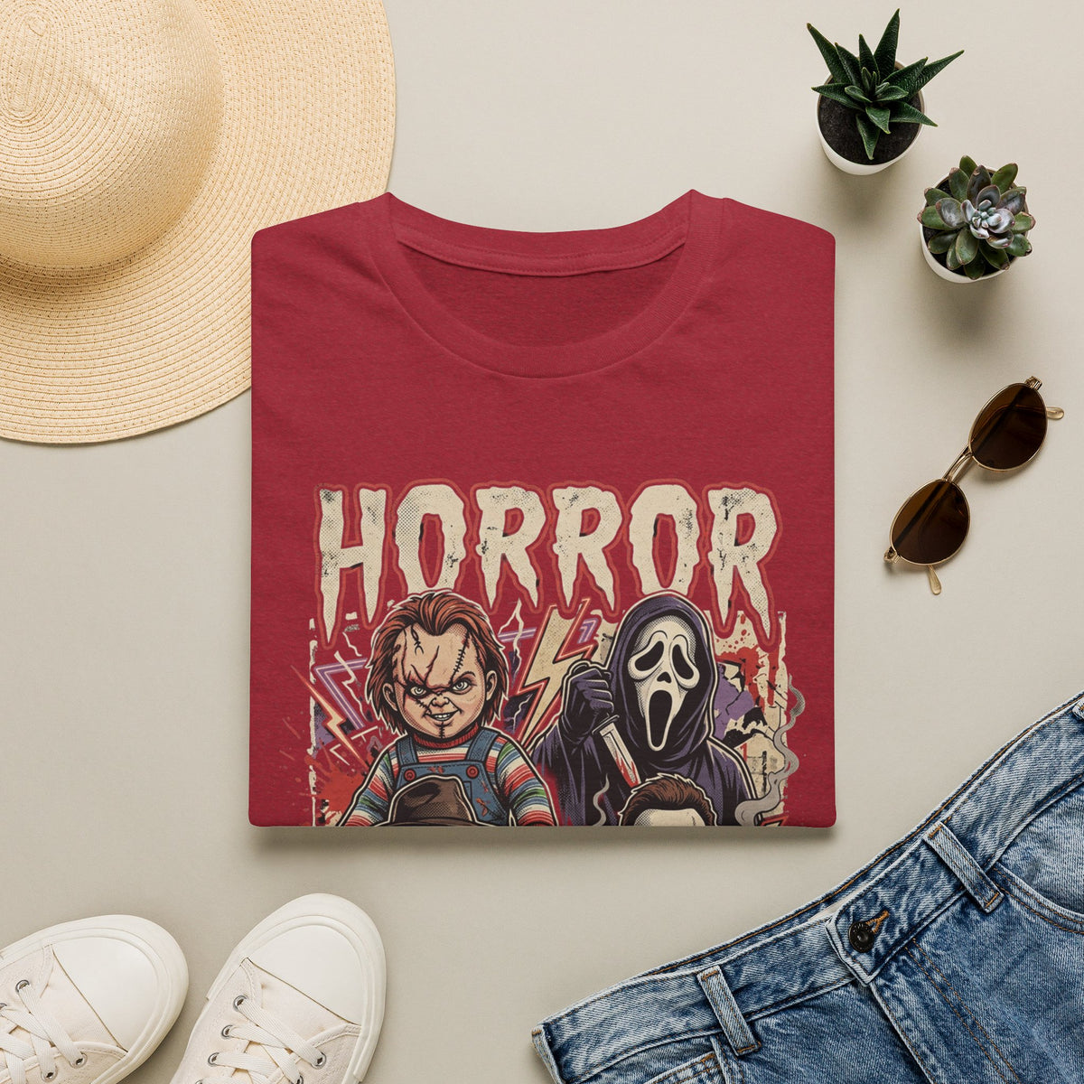 Horror Icons T‑Shirt — Retro Slasher Movie Mashup Tee