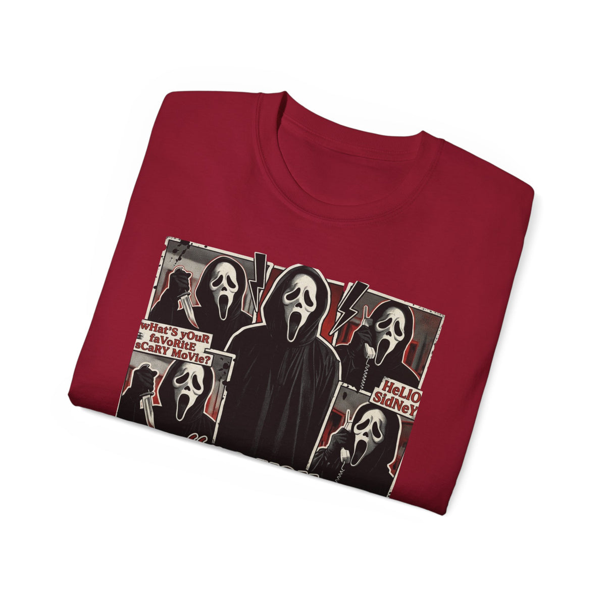 Scream Movie Graphic Tee — “no you hang up first” Horror Fan T-Shirt