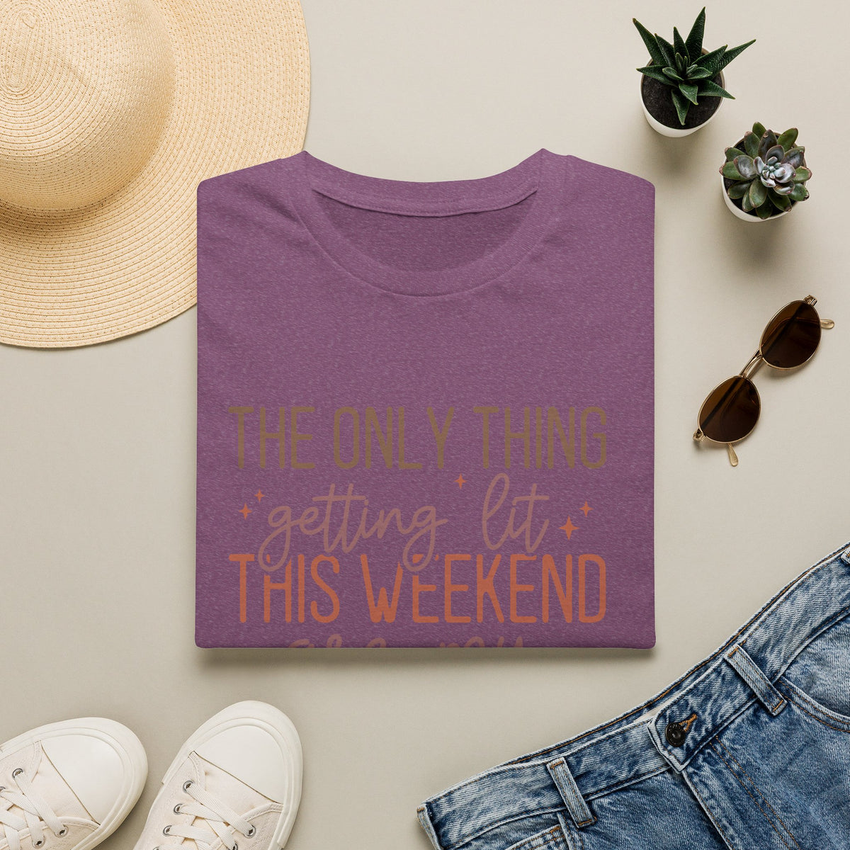 T-Shirt — “The Only Thing Getting Lit This Weekend Are My Fall Candles” Cozy Fall Graphic Tee