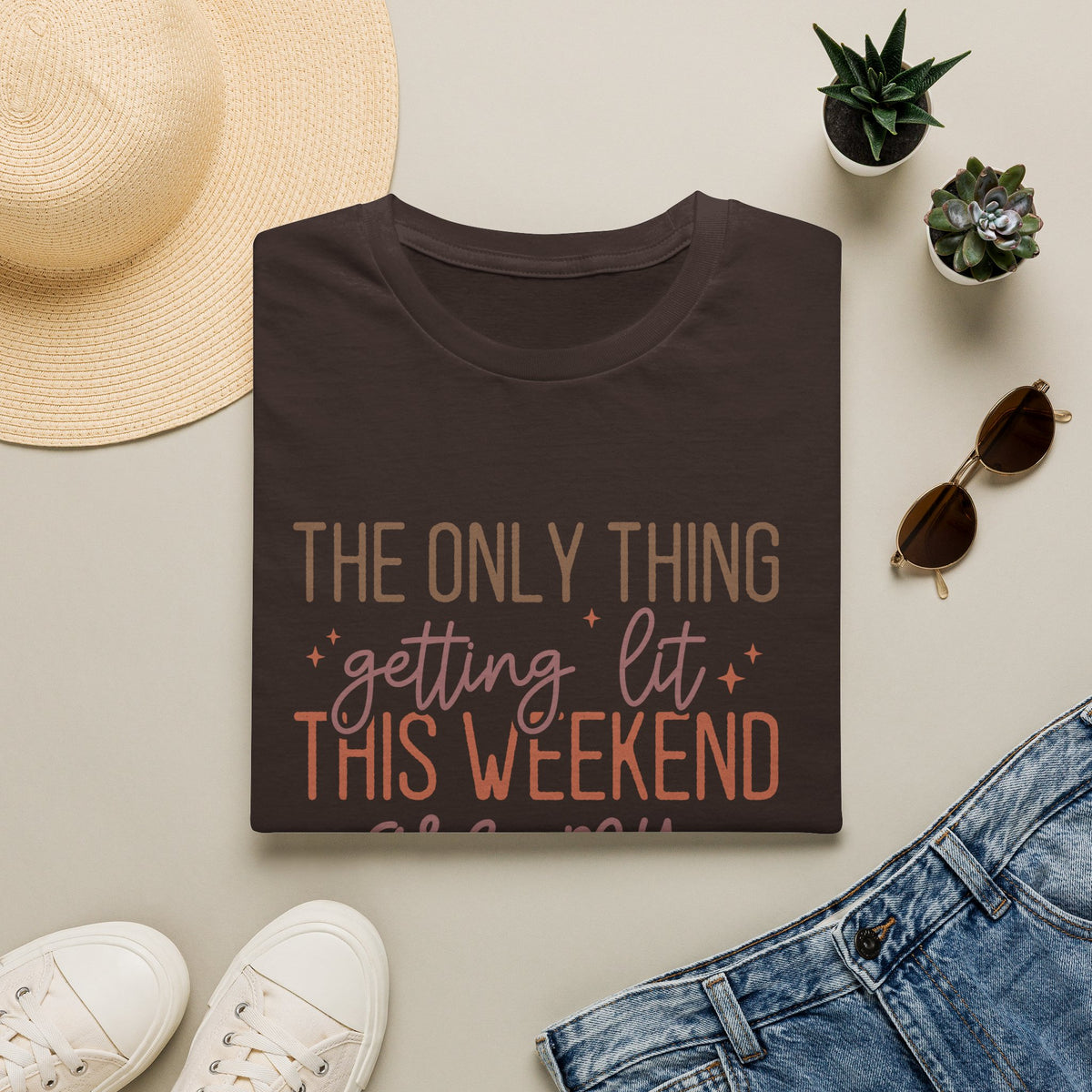 T-Shirt — “The Only Thing Getting Lit This Weekend Are My Fall Candles” Cozy Fall Graphic Tee