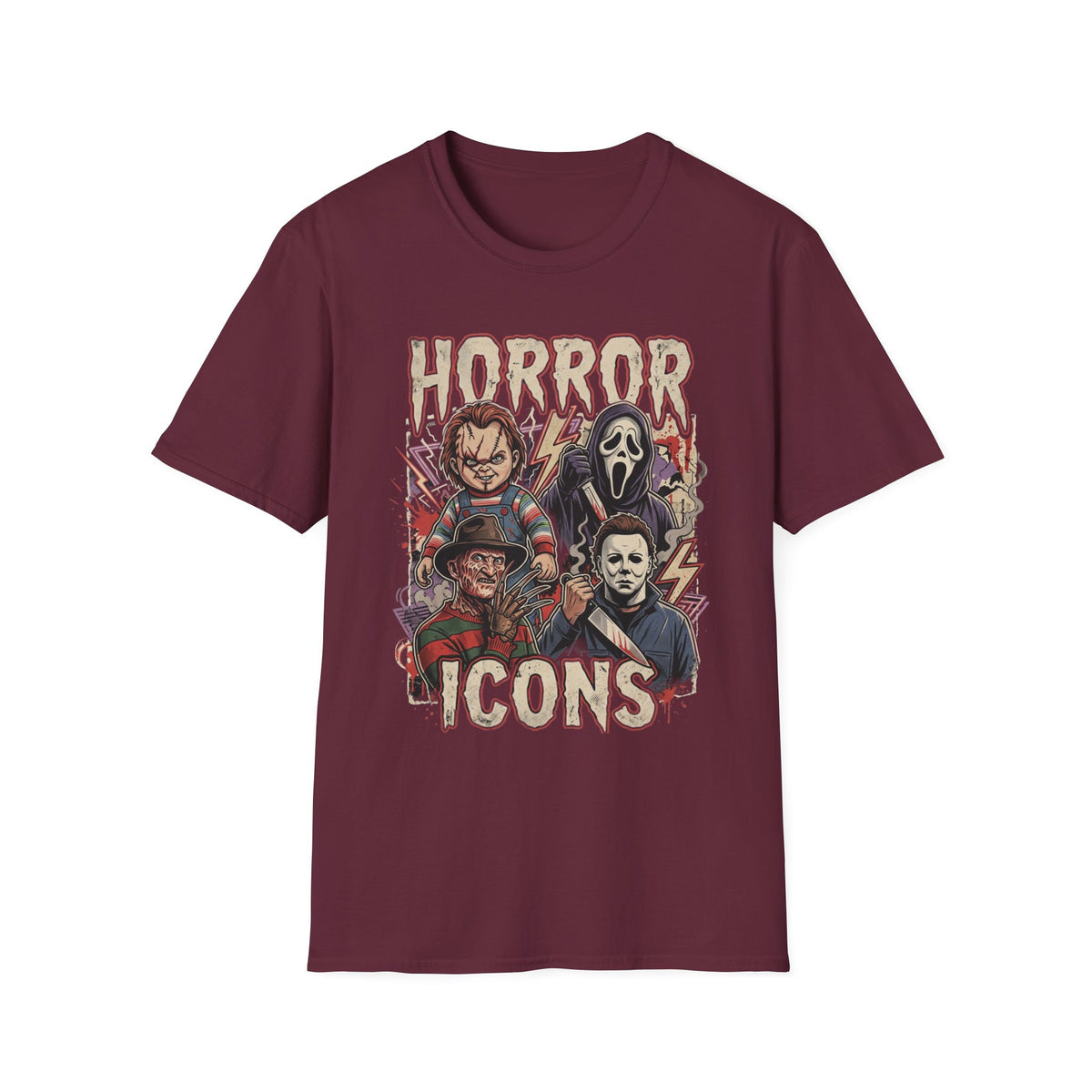 Horror Icons T‑Shirt — Retro Slasher Movie Mashup Tee
