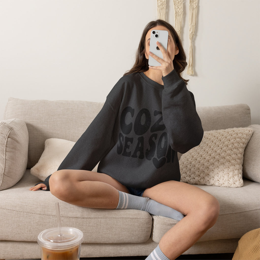 Cozy Season Crewneck Sweatshirt — "Cozy Season" Retro Graphic Pullover