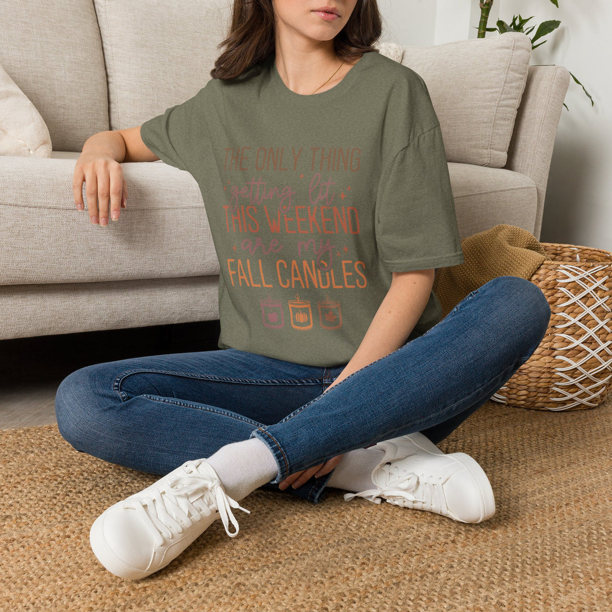 T-Shirt — “The Only Thing Getting Lit This Weekend Are My Fall Candles” Cozy Fall Graphic Tee