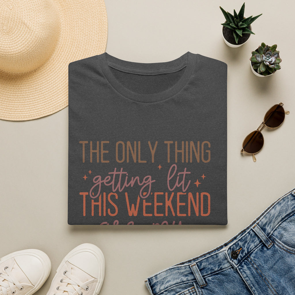 T-Shirt — “The Only Thing Getting Lit This Weekend Are My Fall Candles” Cozy Fall Graphic Tee