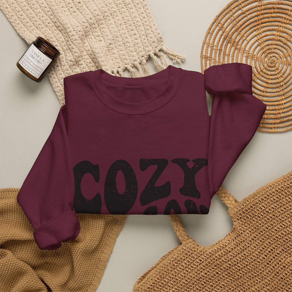 Cozy Season Crewneck Sweatshirt — "Cozy Season" Retro Graphic Pullover