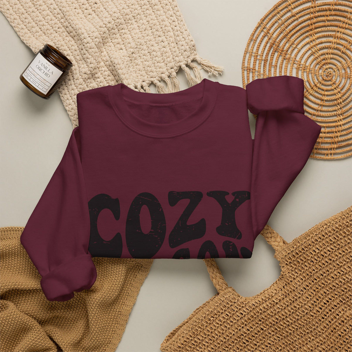 Cozy Season Crewneck Sweatshirt — "Cozy Season" Retro Graphic Pullover