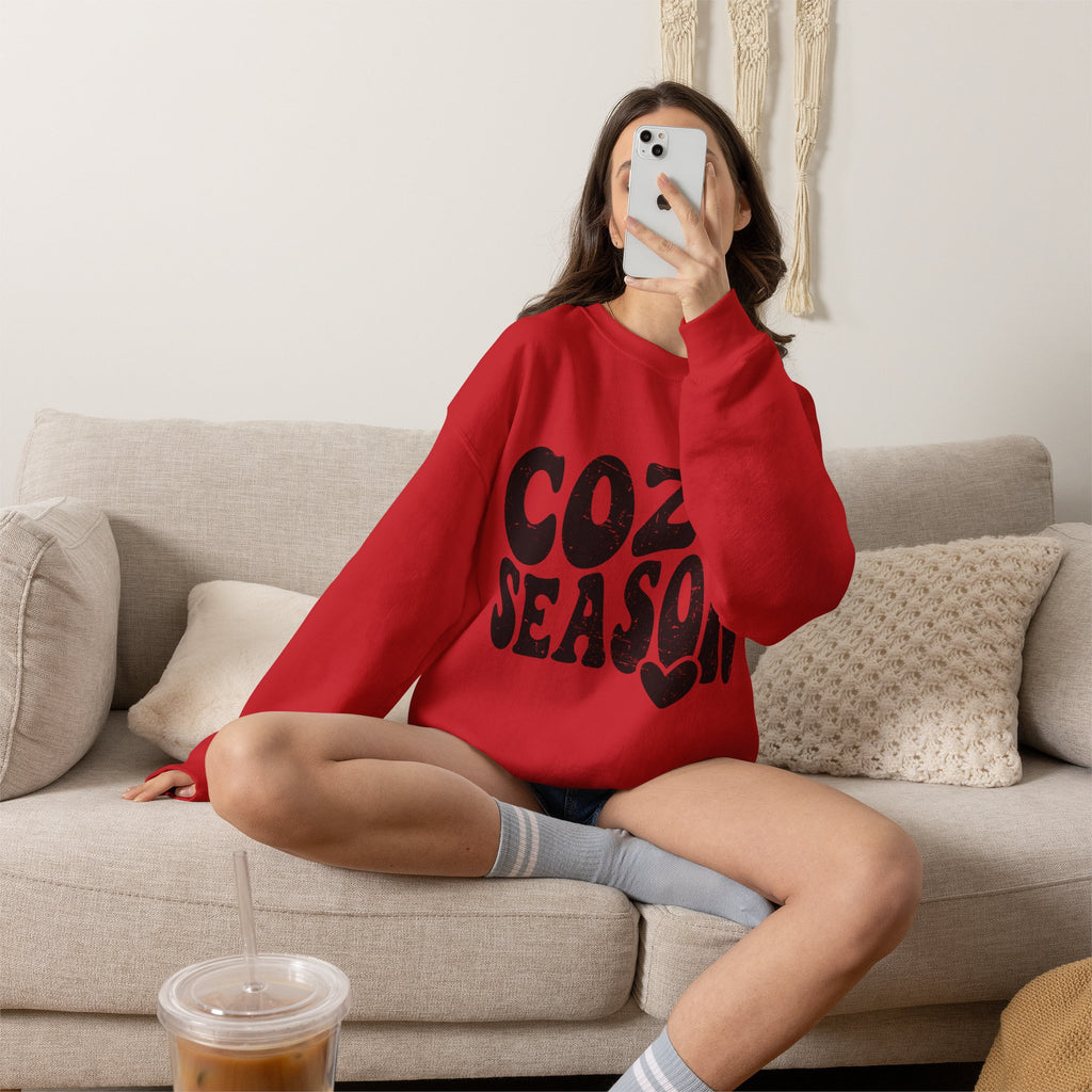 Cozy Season Crewneck Sweatshirt — "Cozy Season" Retro Graphic Pullover