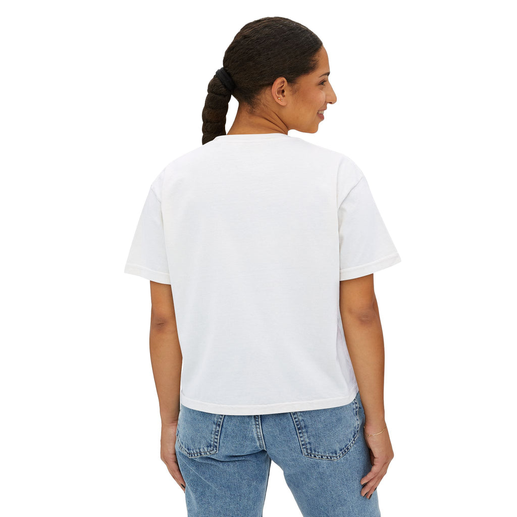 Fall Goose Boxy Tee — Cute Pumpkin Latte Graphic Women's Shirt