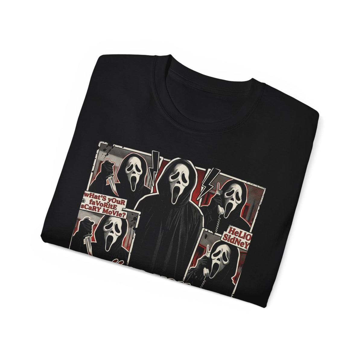 Scream Movie Graphic Tee — “no you hang up first” Horror Fan T-Shirt