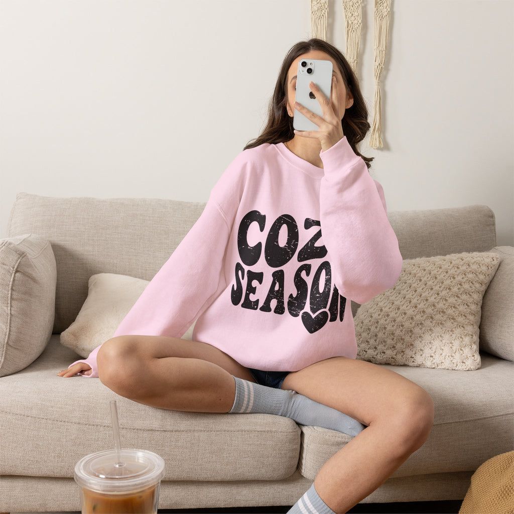 Cozy Season Crewneck Sweatshirt — "Cozy Season" Retro Graphic Pullover