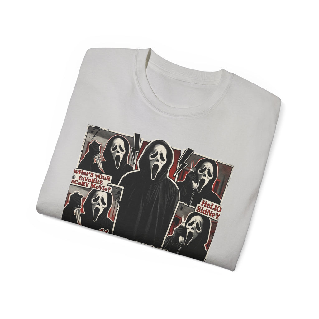 Scream Movie Graphic Tee — “no you hang up first” Horror Fan T-Shirt