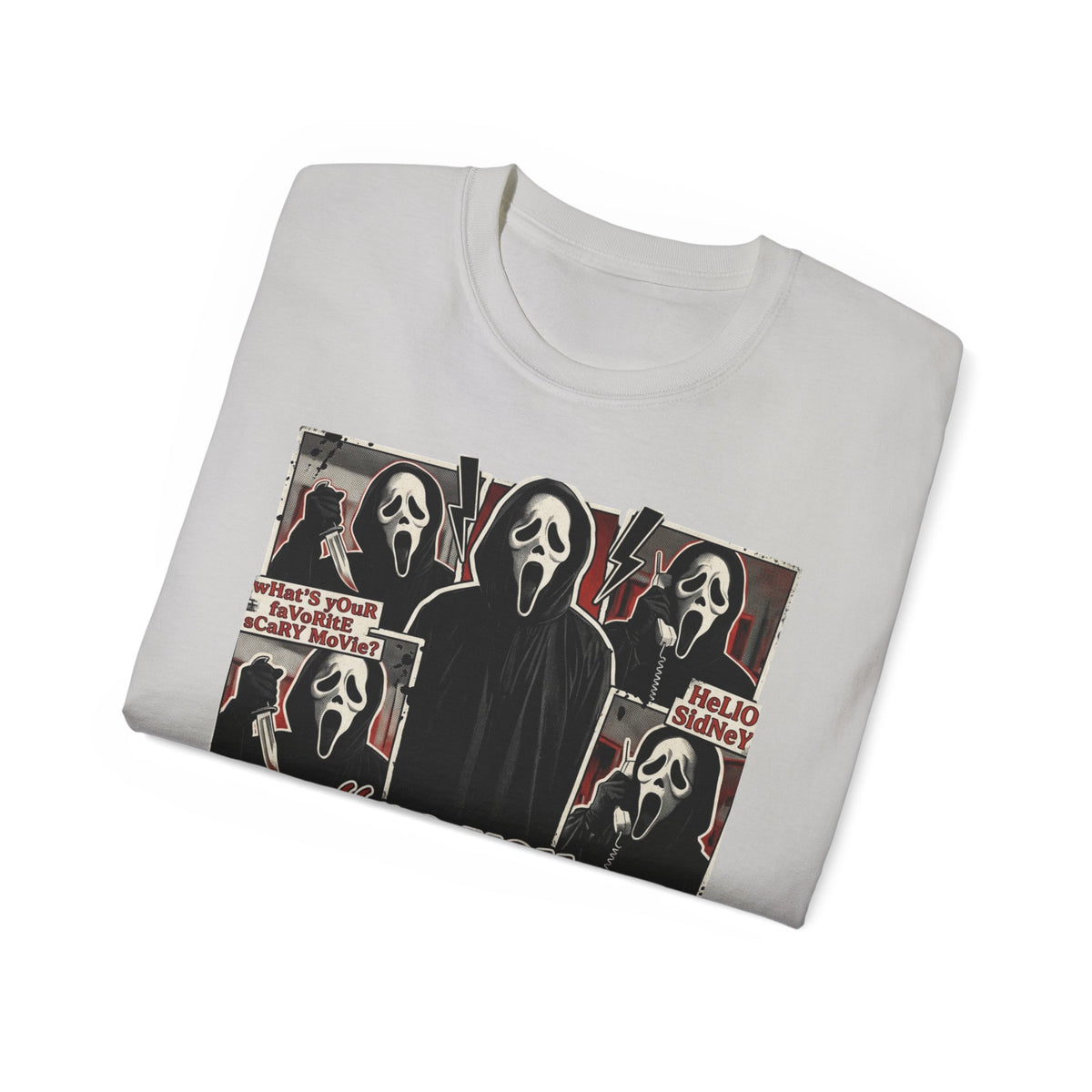 Scream Movie Graphic Tee — “no you hang up first” Horror Fan T-Shirt